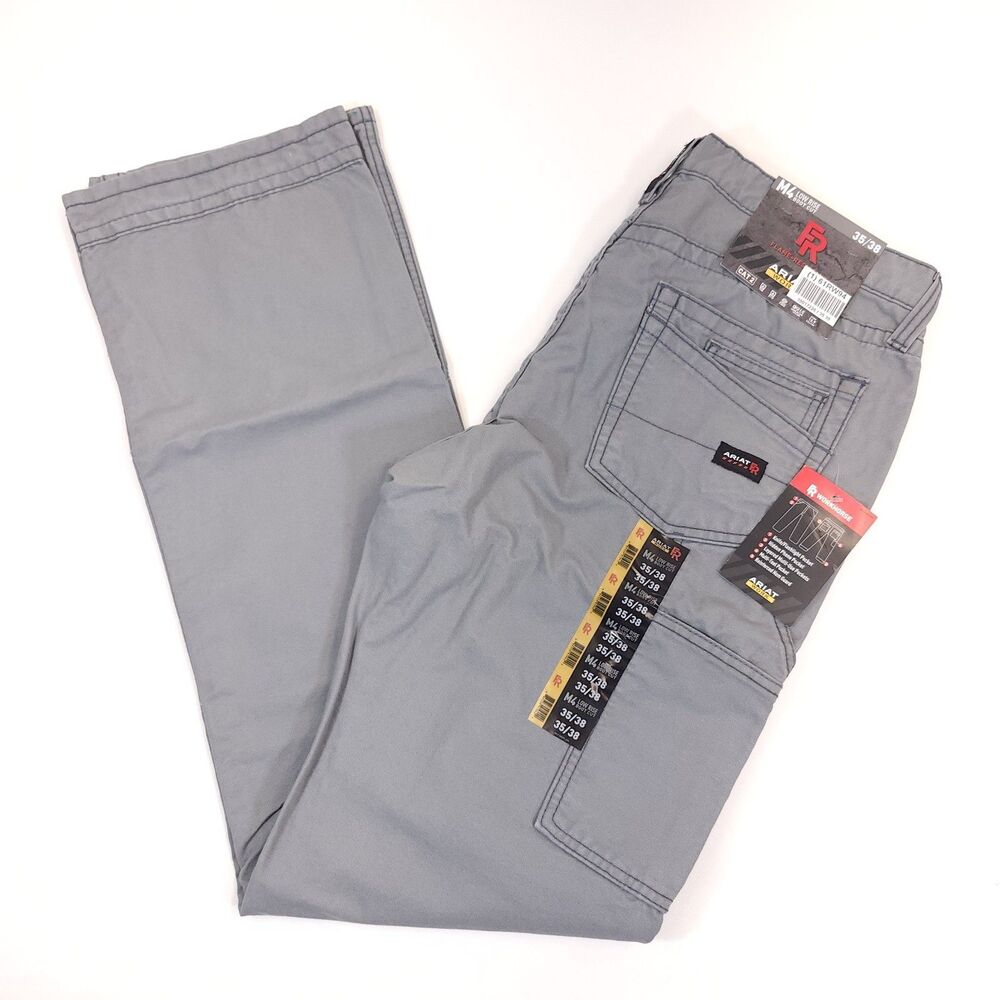 Ariat Work Pants M4 Mens 35/38 Low Rise Boot Cut Flame Resistant Gray Cat 2 New